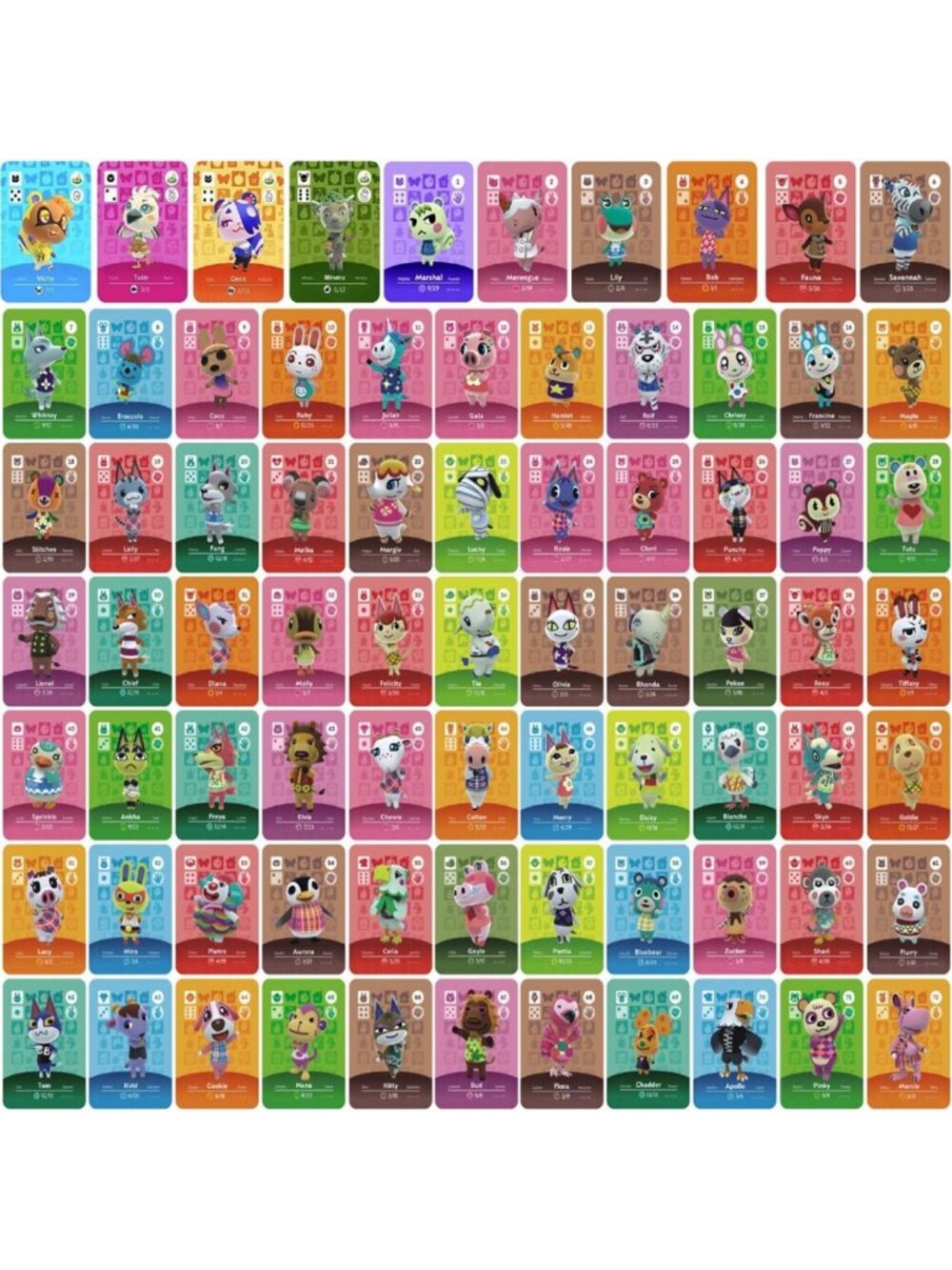 76PCS NFC Mini Villager Cards Set with Storage Box & 4 Surprise Cards Included